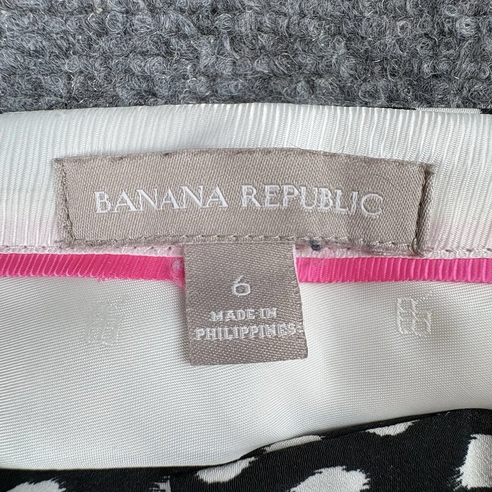 Banana Republic Pants Women 6 Black White Polka‎ Dot Soft Camden Classic Preppy